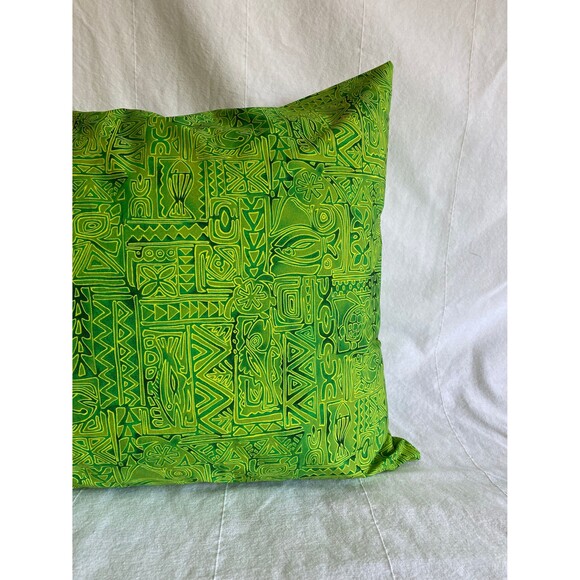 Green Aquatic Block Print Pillowcase | Handmade | 100% Cotton - Picture 2 of 4